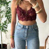 Brassière dentelle bordeaux