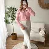 Cardigan dentelle rose