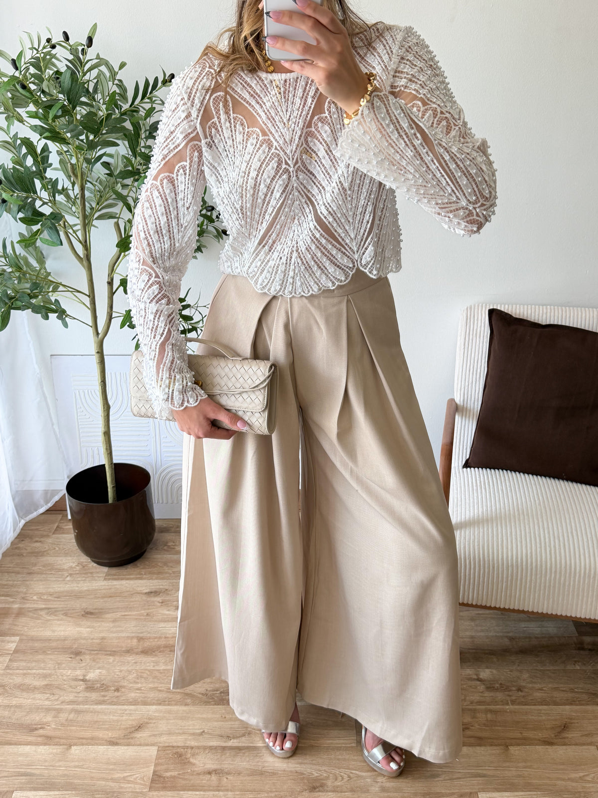 Pantalon scratch beige