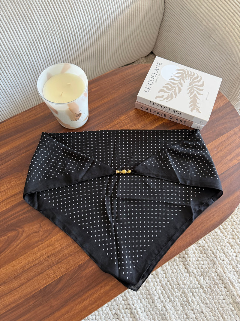 Foulard noir pois blanc