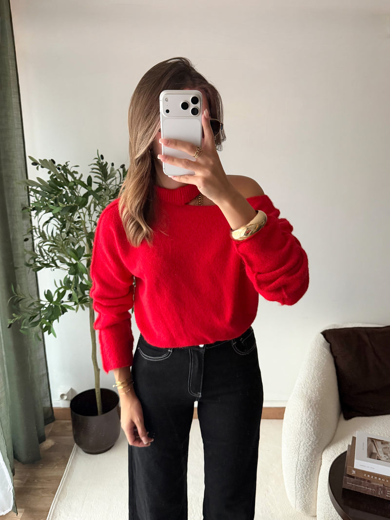 Pull asymétrique Lova rouge