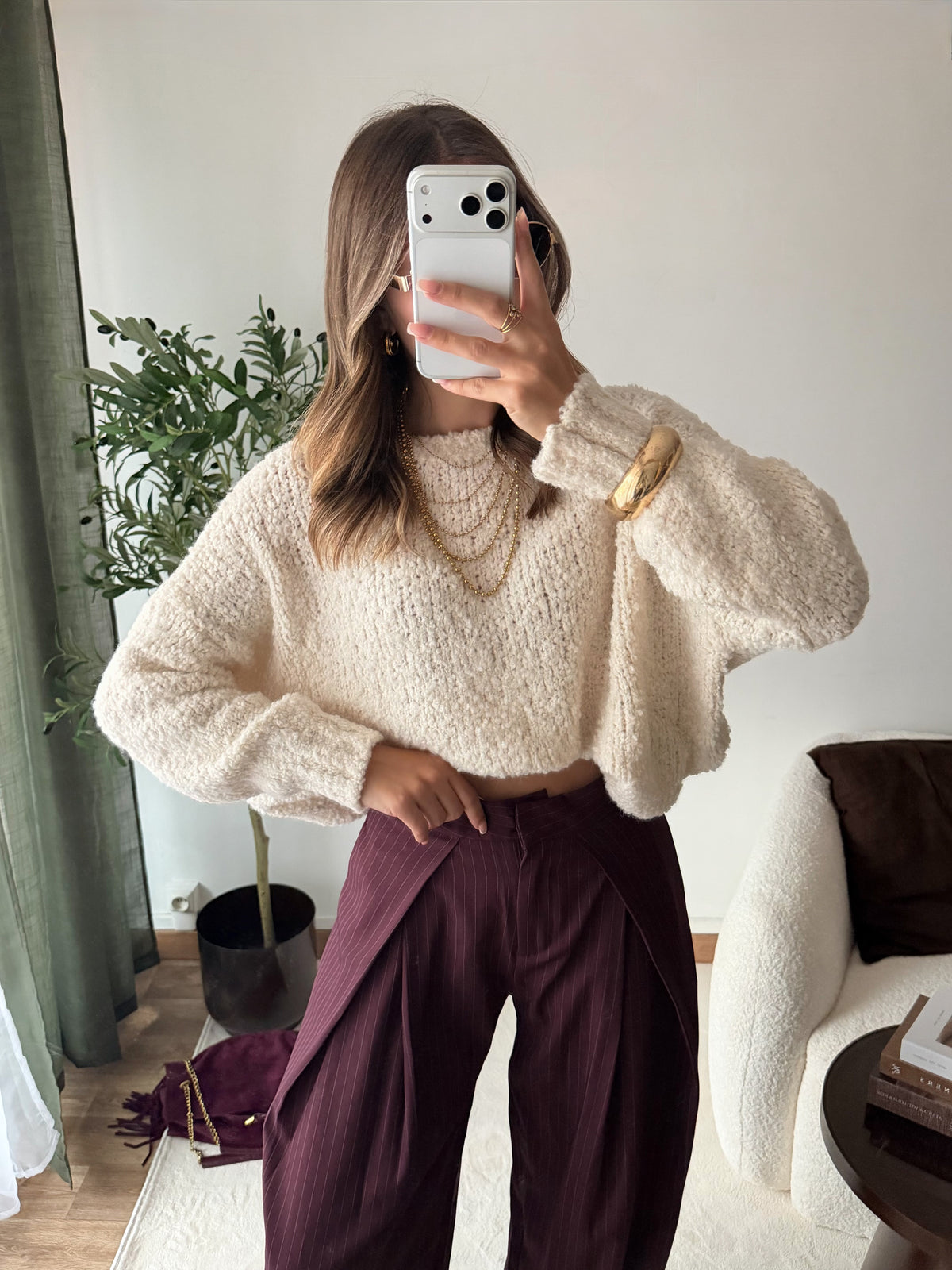 Pull bouclette crème