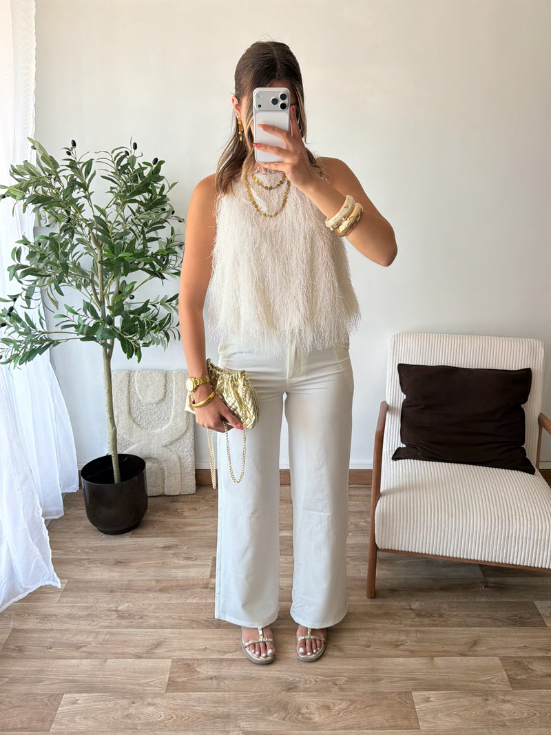 Pantalon tailleur blanc