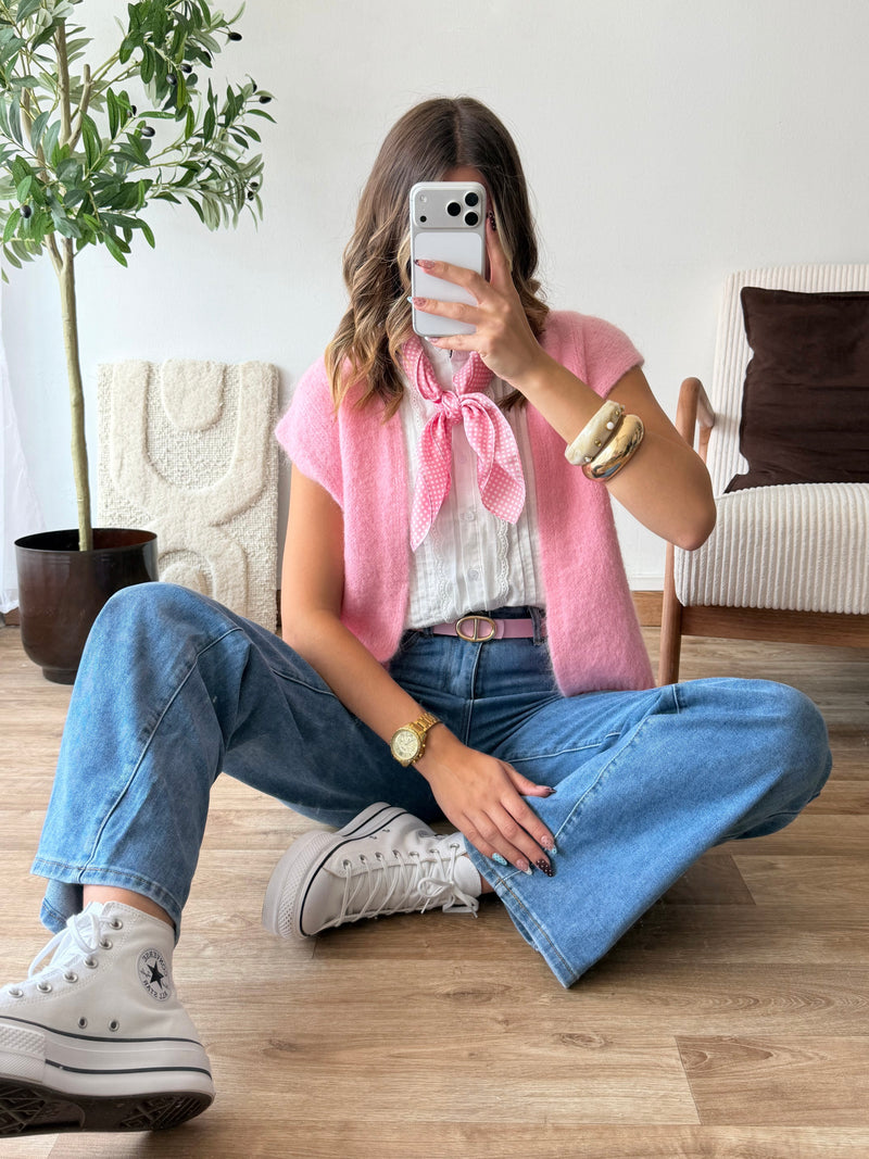 Gilet sans manches rose