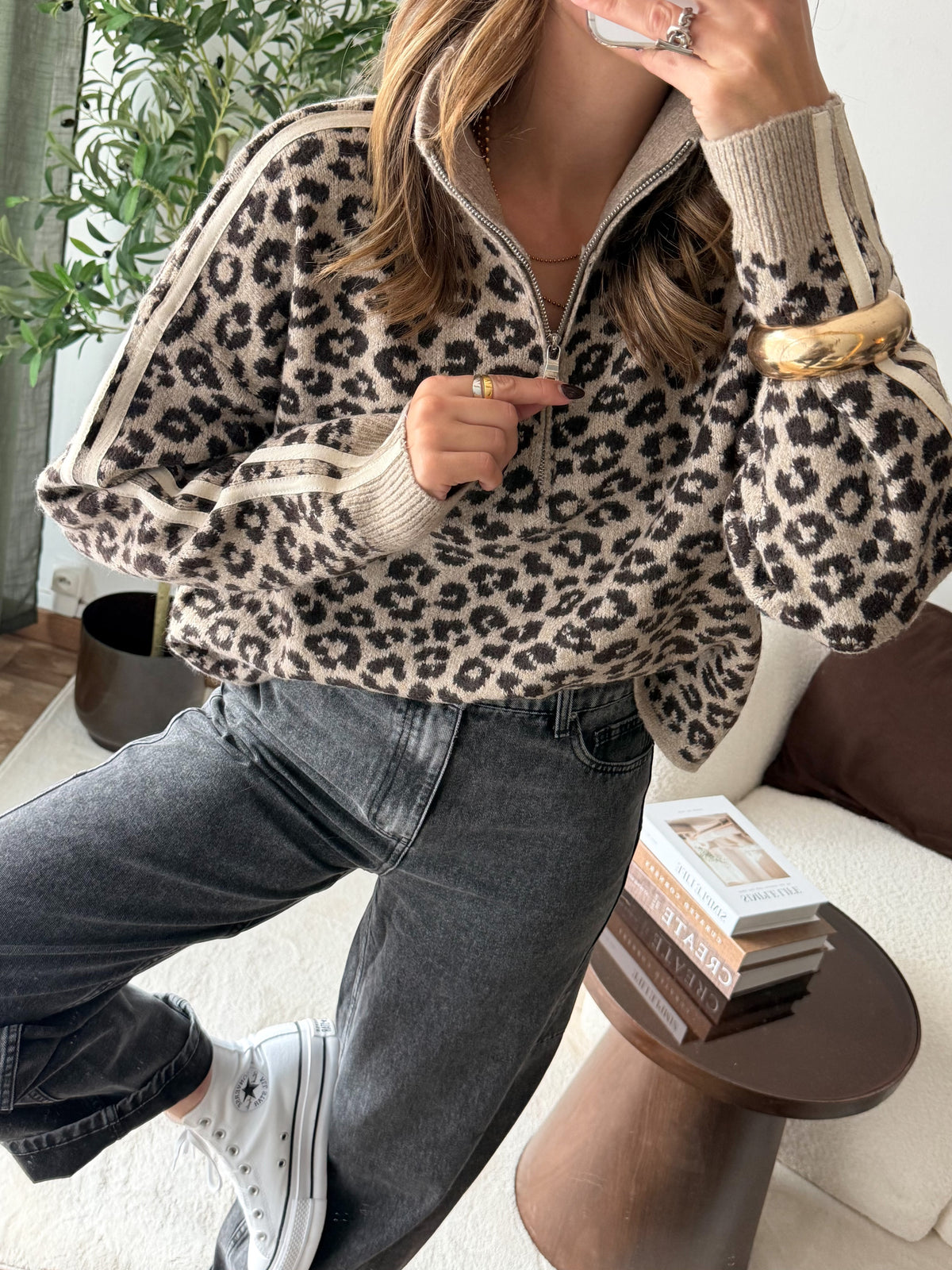 PRÉCOMMANDE Pull zip léopard