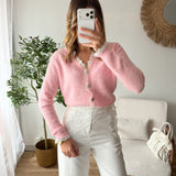 Cardigan dentelle rose