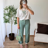 Jean rayures vert