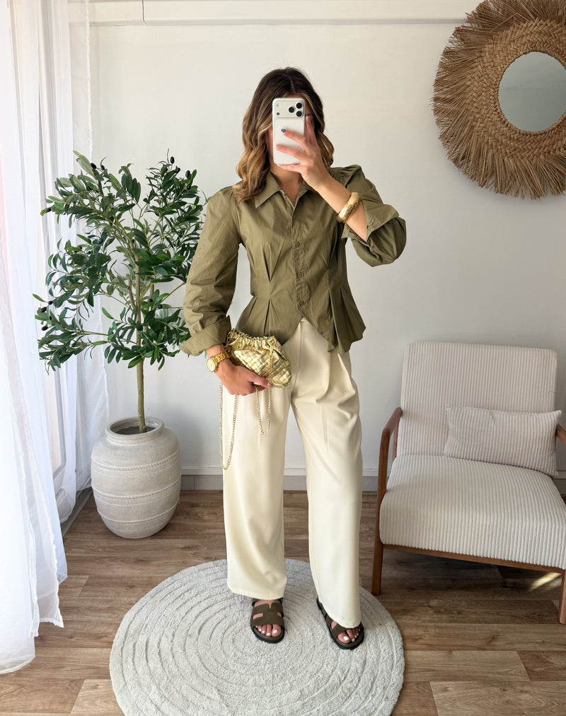 Chemise ceintrée kaki