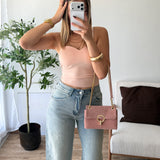 Top à coques rose nude