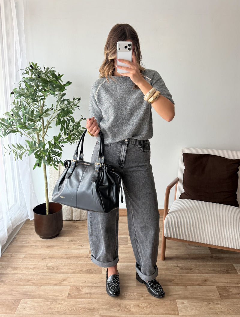 Pull strass gris