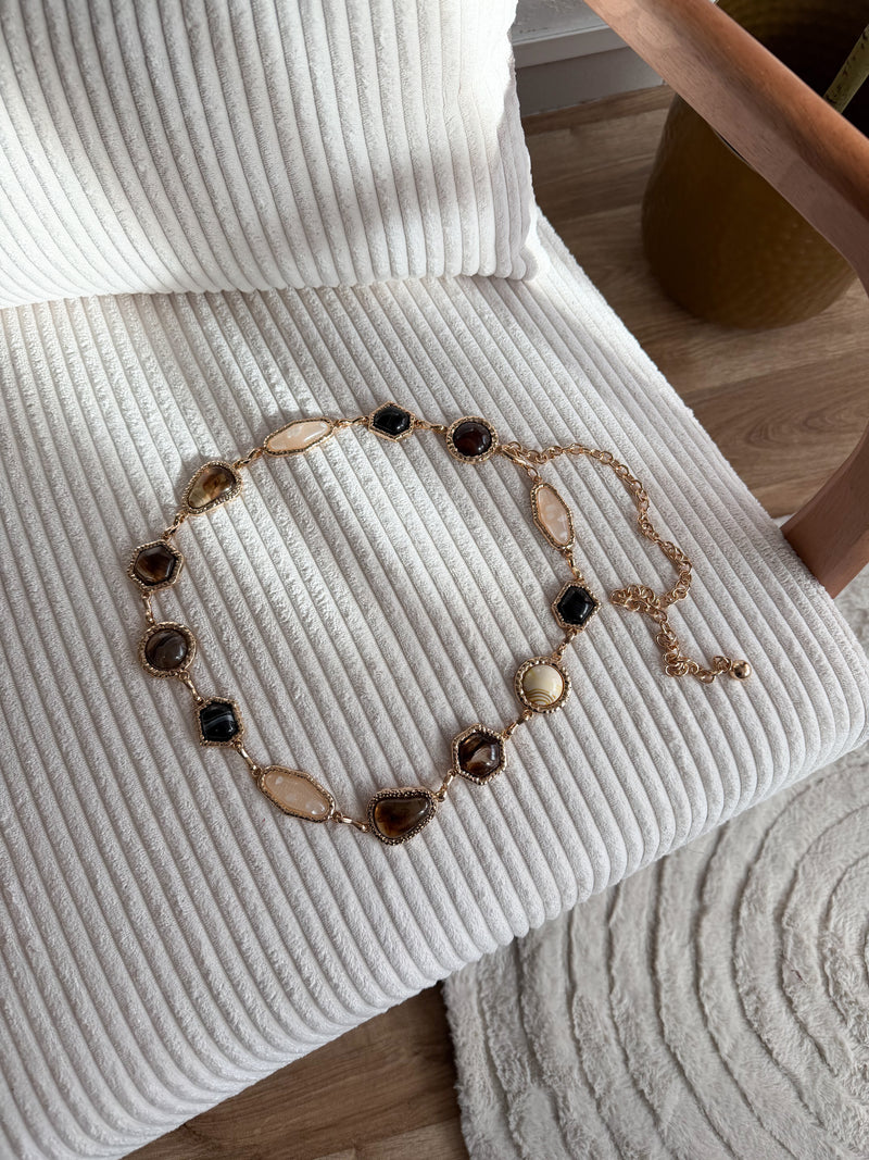 Ceinture chaîne effet pierres