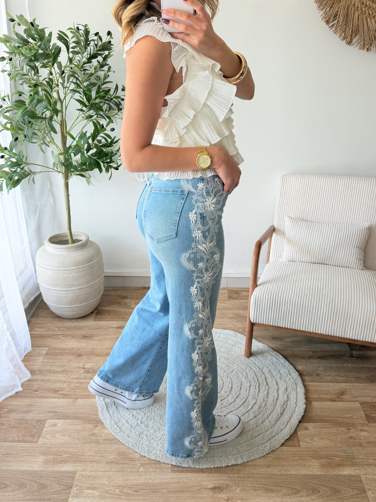 Jean dentelle bleu