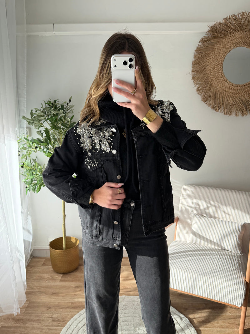 Veste en jean brillante