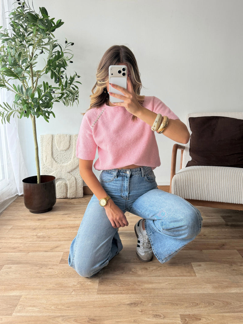 Pull strass rose