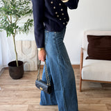 Jean bleu palazzo extra long