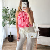Top effet boule rose