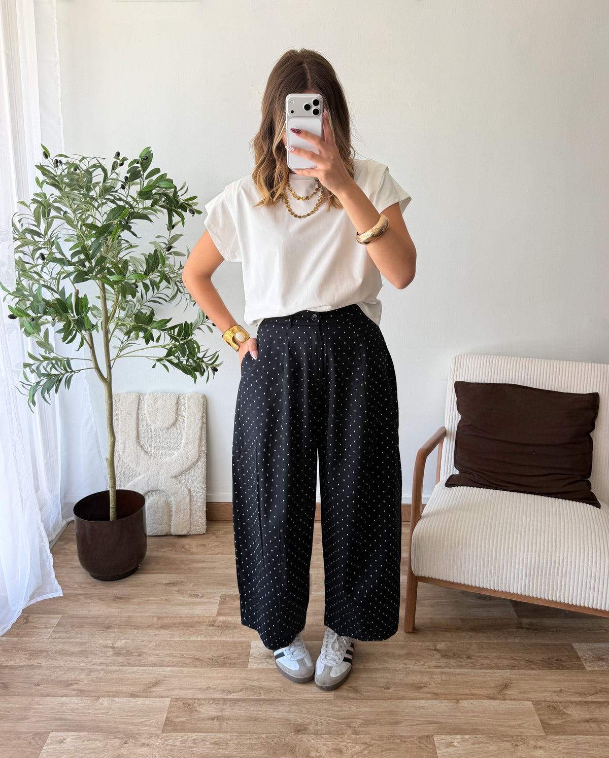 Pantalon ballon pois ( bleu marine )