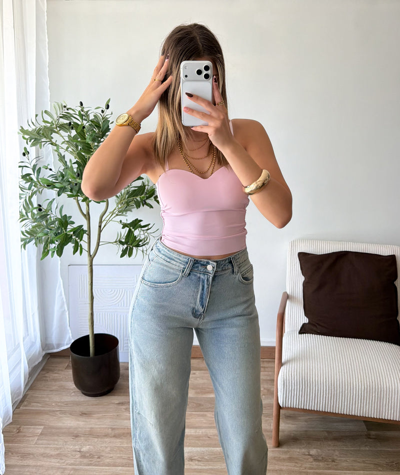 Top à coques rose