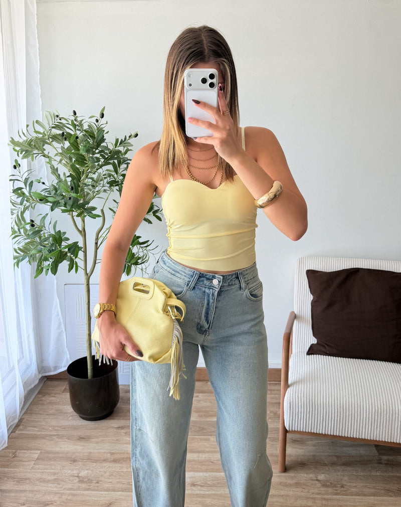 Top à coques jaune