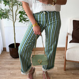 Jean rayures vert
