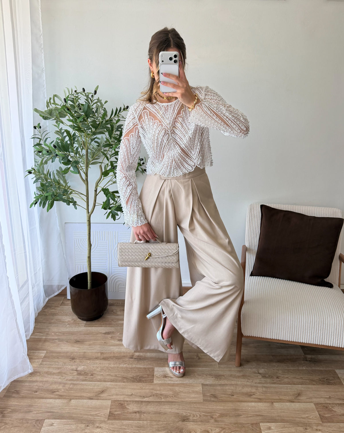 Pantalon scratch beige