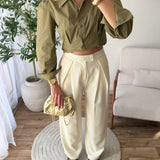 Pantalon large écru