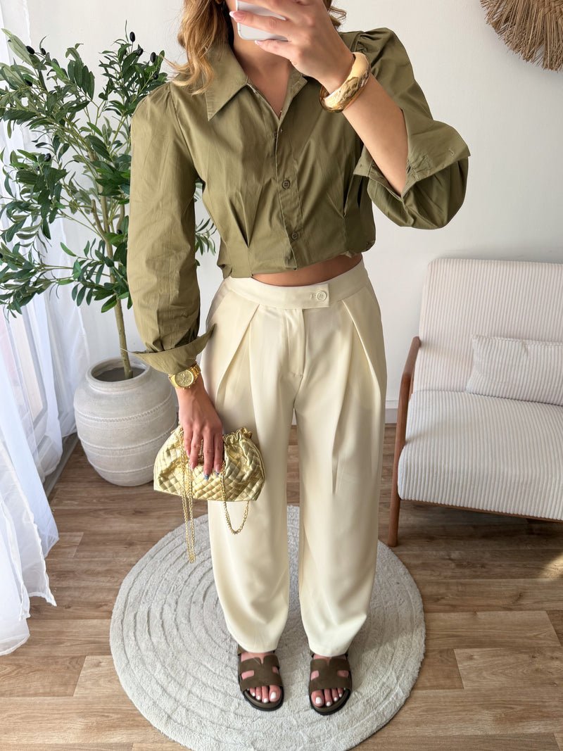 Pantalon large écru