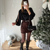 Jupe sequins chocolat