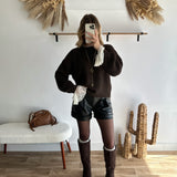 Pull dentelle chocolat