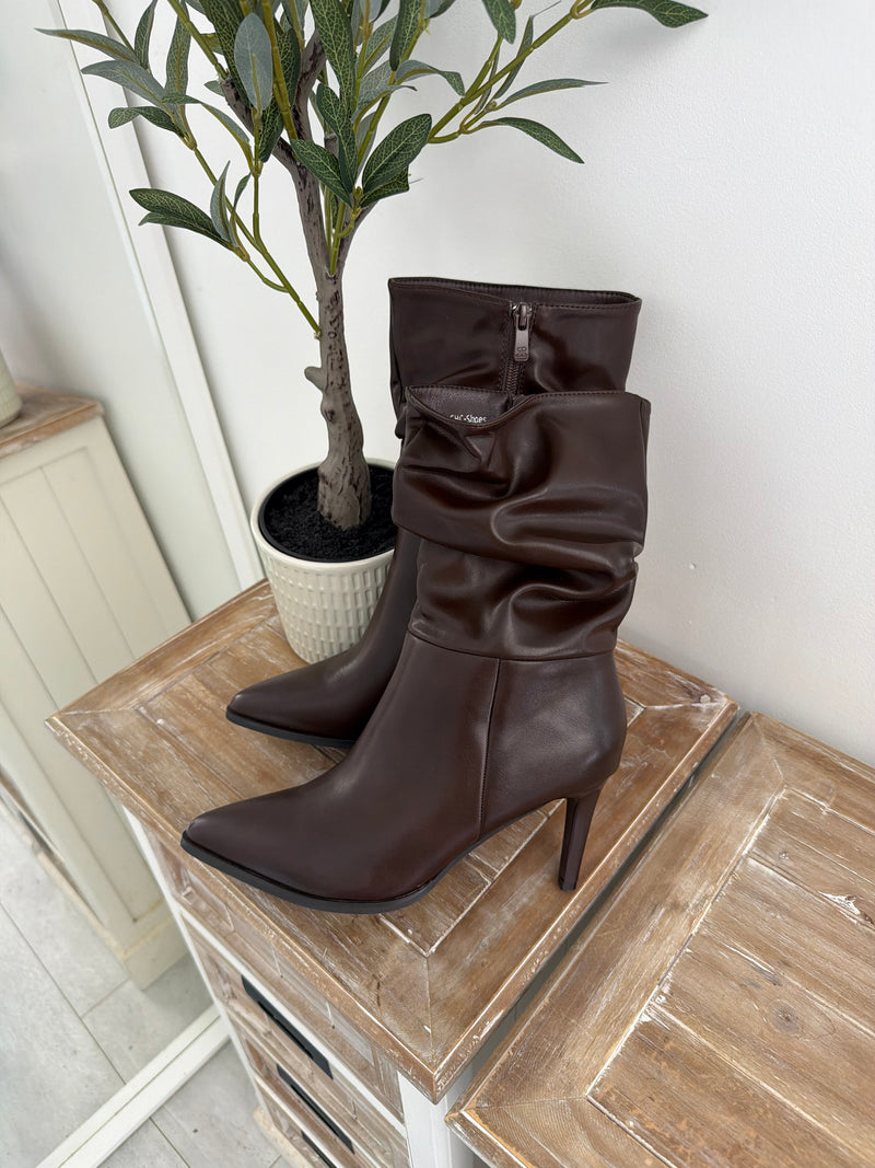 Bottines plissées chocolat