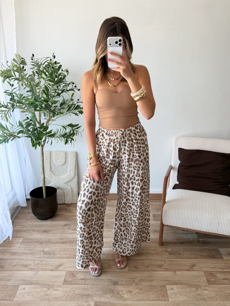 Pantalon léopard beige