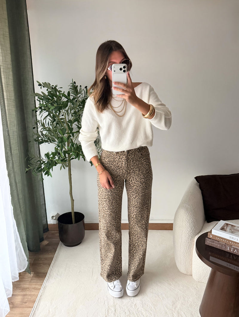 Pull asymétrique Lova blanc