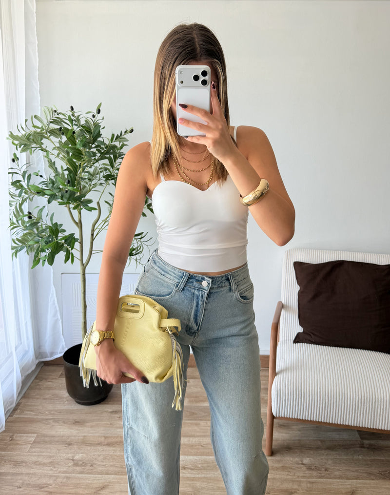 Top à coques blanc