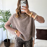 Pull dentelle taupe