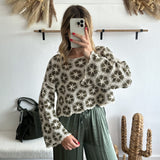 Pull crochet kaki