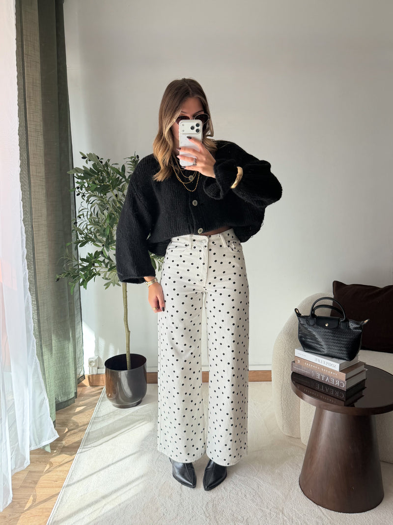Jean wide leg pois