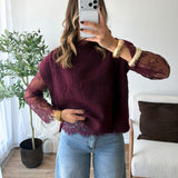 PRÉCOMMANDE Pull dentelle bordeaux