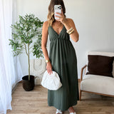 Robe clous kaki