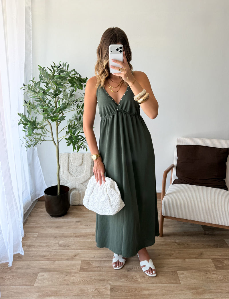 Robe clous kaki