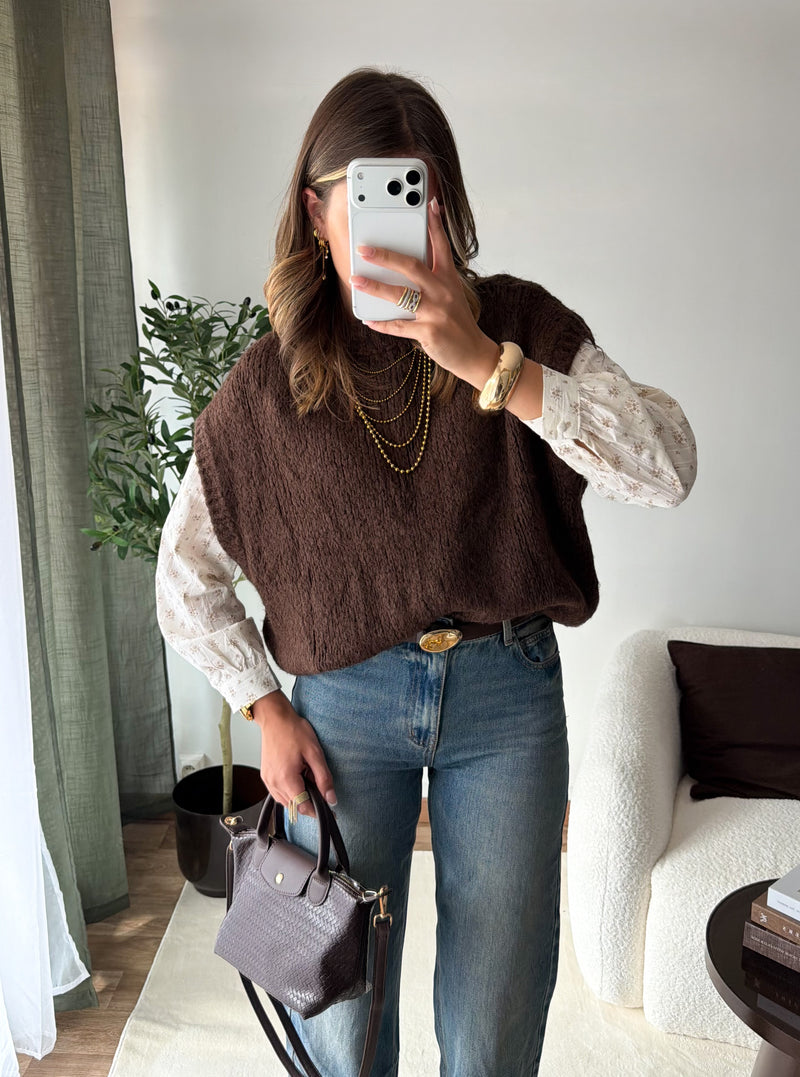 Pull sans manches choco