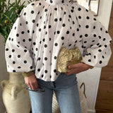 Blouse à pois dos nu blanche