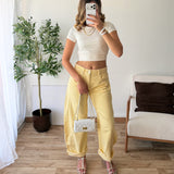 Jean large barrel jaune