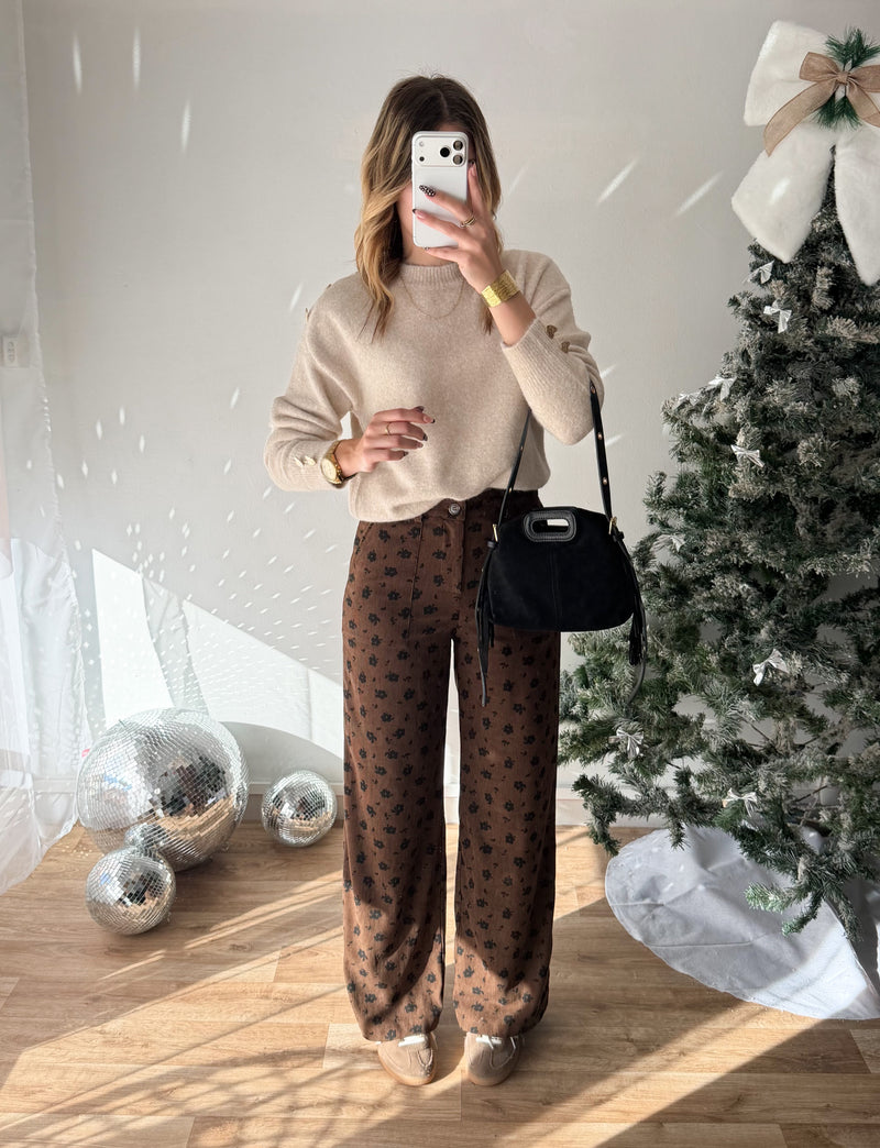 Pull cœur beige