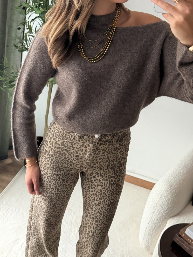 Pull asymétrique Lova taupe