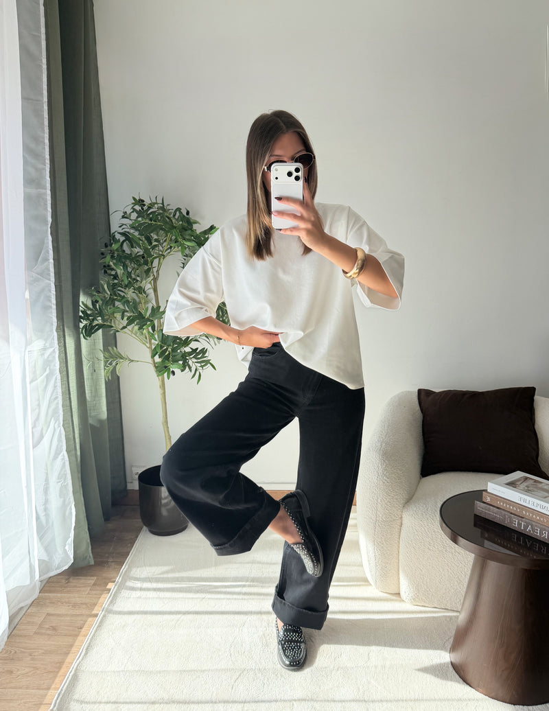 T-shirt cœur strass blanc