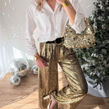 Pantalon sequins dorés