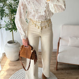Jean wide leg beige