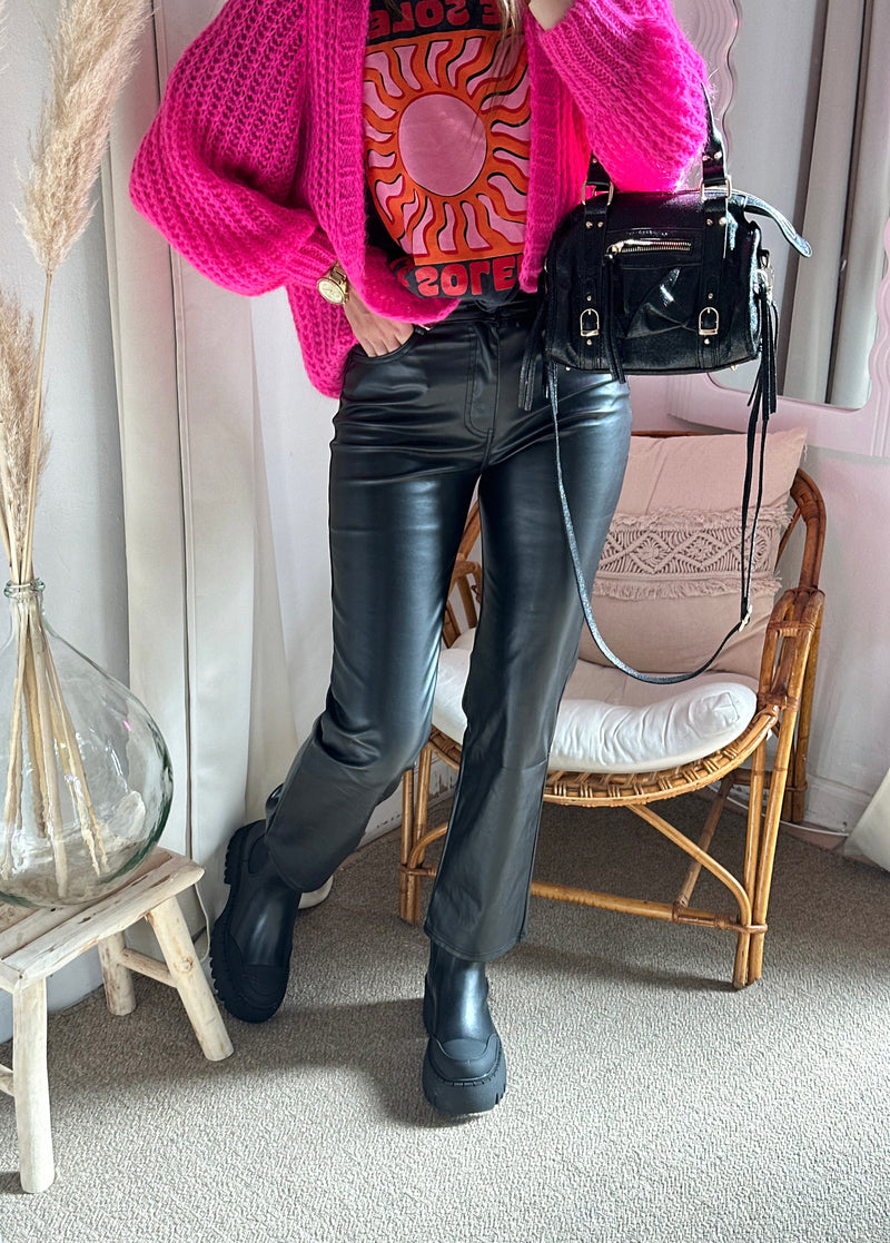 Pantalon en simili cuir noir