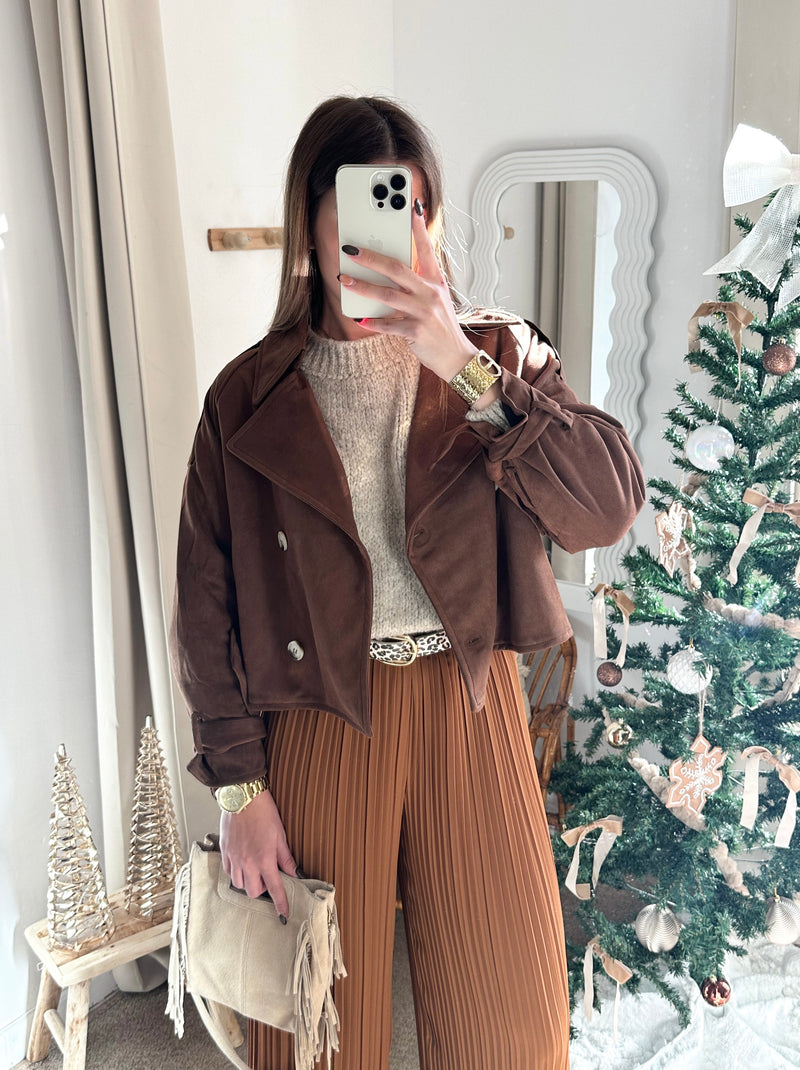 Trench en suédine chocolat