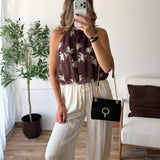 Top effet boule marron